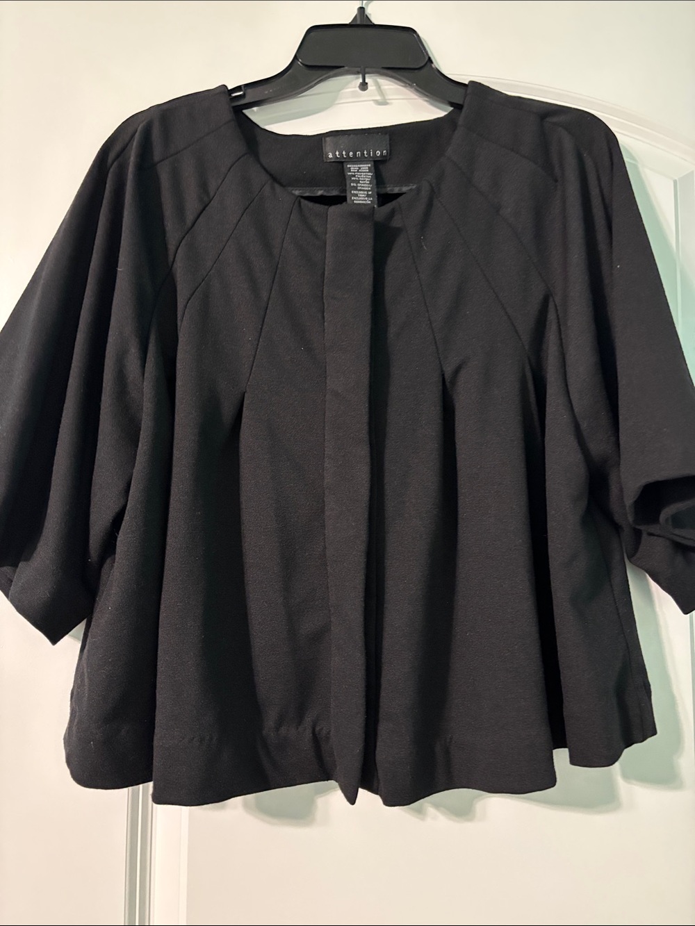 attention Black Pleated Open-Front Cropped Jacket
